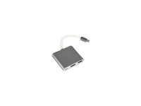 Gembird A-CM-HDMIF-02-SG - Video adapter - USB-C hann til HDMI, USB-type A, USB-C (kun strøm) hunn - 4K-støtte