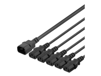 DELTACO DEL-113D - Strømsplitter - IEC 60320 C14 til IEC 60320 C13 - 250 V - 10 A - 2 m - svart