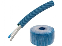Flexrør halogenfri 20 mm 750N, 2 x UTP KAT6 datakabel blå + KTV Coax kabel 0,8 mm, CPR klasse Dca, ring 50 meter. - (50 meter)