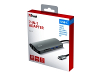 Trust Dalyx 7-in-1 USB-C Multiport Adapter - Dokkingstasjon - USB-C 3.2 - HDMI - GigE