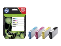 HP 364 - 4 blækpatroner - sort, gul, cyan, magenta - original - blækpatron - for Deskjet 35XX Photosmart 55XX, 55XX B111, 65XX, 65XX B211, 7510 C311, B110, Wireless B110