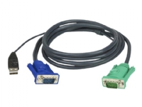 ATEN 2L-5202U - Tastatur / video / musekabel (KVM) - USB, HD-15 (VGA) (hann) til USB, HD-15 (VGA) (hann) - 1.8 m - for KVM on the NET CS1708, CS1716 Master View max CS-1716 MasterView USB KVM Switch CS-1708
