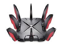 TP-LINK ARCHER GX90, Wi-Fi 6 (802.11ax), Tri-band (2.4 GHz / 5 GHz / 5 GHz), Ethernet/bredbåndsforbindelse, 4G, Sort, Rød, Frittstående router