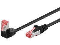 Goobay CAT 6 Patchkabel 1x 90° gewinkelt, S/FTP (PiMF), Schwarz, 1m