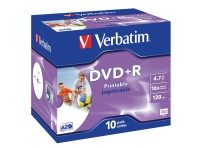 Verbatim DataLifePlus - 10 x DVD+R - 4.7 GB 16x - blekkstråleskrivbar overflate - CD-eske