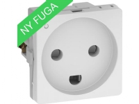 LAURITZ KNUDSEN FUGA® stikkontakt 2-pol 1 modul + DK jord med LED, hvid.