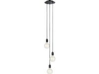 Sky pendel rund sort, 1,5 meter tekstil ledning, krog ophæng til max. 3x60W glødepære eller tilsvarende. Leveres eksklusiv lyskilde