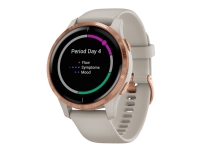 Garmin Venu - Lys sand - sportsur med bånd - silikon - lys sand - håndleddstørrelse: 125-190 mm - display 1.2 - Bluetooth, Wi-Fi, NFC, ANT+ - 46.3 g