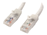 StarTech.com 1m CAT6 Ethernet Cable, 10 Gigabit Snagless RJ45 650MHz 100W PoE Patch Cord, CAT 6 10GbE UTP Network Cable w/Strain Relief, White, Fluke Tested/Wiring is UL Certified/TIA - Category 6 - 24AWG (N6PATC1MWH) - Koblingskabel - RJ-45 (hann) t
