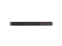 LogiLink PDU8P01, Overvåket, 1U, Svart, 8 AC-utganger, C13 kopling, C20 kopling