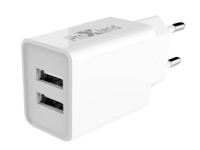 ProXtend - Strømadapter - 12 watt - Fast Charge - 2 utgangskontakter (2 x USB) - hvit - Den europeiske union