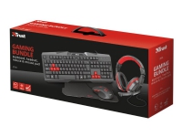 Trust Ziva 4-in-1 Gaming Bundle - Sett med tastatur, mus, hodetelefon og musepute - USB - Nordisk