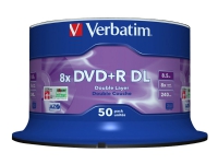 Verbatim - 50 x DVD+R DL - 8.5 GB (240 min) 8x - matt sølv - spindel
