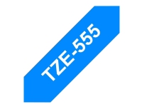 Brother TZe-555 - Hvitt på blått - Rull (2,4 cm x 8 m) 1 cassette(s) laminert teip - for Brother PT-D600 P-Touch PT-D800, P900, P950 P-Touch Cube Plus PT-P710