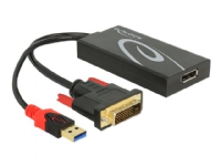 Delock - Videokonverter - DVI - DisplayPort - svart - løsvekt