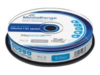 MediaRange Inkjet Fullsurface-Printable - 10 x BD-R - 25 GB 6x - hvit - blekkstråleskrivbar overflate - spindel