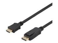 DELTACO DP-HDMI1100 - Adapterkabel - DisplayPort hann til HDMI hann - 10 m - svart