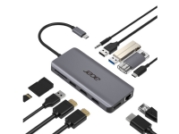 Acer 12-In-1 Type-C Adapter - Dokkingstasjon - USB-C - 2 x HDMI, DP - GigE - for Chromebook 51X Extensa 15 Nitro 5 Predator Triton 300 TravelMate Spin B3