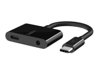 Belkin RockStar - USB-C til hodetelefonjakk / ladeadapter - USB-C hann til minijakk, USB-C hunn - USB Power Delivery (18 W)