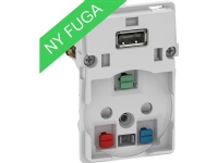 LAURITZ KNUDSEN LK FUGA indsats stikkontakt uden afdækning, 1,5 modul 2 polet med jord. 13A med 5V USB-lader..