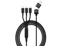 Smrter USB-opladerkabel USB 2.0 USB-A-hanstik, USB-C™ stik, Apple Lightning-stik , USB-micro-B-hanstik 1.20 m Sort