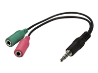 DELTACO AD-8 - Hodesettadapter - ministereojakk hunn til ministereojakk hann - 10 cm - svart