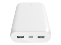 Belkin BOOST CHARGE - Strømbank - 20000 mAh - 3 utgangskontakter (USB, USB-C) - på kabel: USB, USB-C - hvit