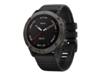 Garmin fenix 6X Sapphire - Carbon gray DLC - sportsur med bånd - silikon - svart - håndleddstørrelse: 127-210 mm - display 1.4 - 32 GB - Bluetooth, Wi-Fi, ANT+ - 66 g