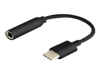 SAVIO AK-35/B - USB-C til hodetelefons-jakkadapter - USB-C hann til ministereojakk hunn - 12 cm - svart