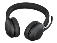 Jabra Evolve2 65 UC Stereo - Hodesett - on-ear - Bluetooth - trådløs - USB-C - lydisolerende - svart - med ladestativ