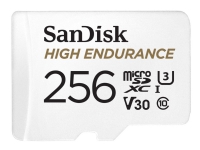 SanDisk High Endurance - Flashminnekort (microSDXC til SD-adapter inkludert) - 256 GB - Video Class V30 / UHS-I U3 / Class10 - microSDXC UHS-I