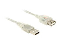 Delock - USB-forlengelseskabel - USB (hunn) til USB (hann) - USB 2.0 - 5 m - gjennomsiktig