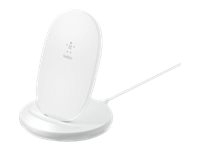 Belkin BOOST CHARGE - Trådløs ladepute + AC-strømadapter - 15 watt - hvit - for Apple iPhone 11, 11 Pro, 11 Pro Max, 8, 8 Plus, X, XR, XS, XS Max Samsung Galaxy Note10, Note10+, S10, S10+, S10e