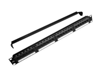 Gembird NPP-C624CM-001 - Patchpanel med kabelstyring - CAT 6 - svart - 1U - 19 - 24 porter
