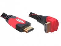 Delock High Speed HDMI with Ethernet - HDMI-kabel med Ethernet - HDMI hann til HDMI hann - 5 m - vinkelkontakt