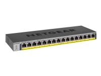 NETGEAR GS116PP - Switch - ikke-styrt - 16 x 10/100/1000 (PoE+) - stasjonær, rackmonterbar, veggmonterbar - PoE+ (183 W) - DC-strøm