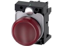 Indikatorlys, 22 mm, rund, plastik, rød, glat linse, med holder, LED modul 3SU1102-6AA20-1AA0