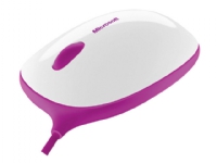Microsoft Express Mouse - Mus - høyre- og venstrehåndet - optisk - 3 knapper - kablet - USB - hvit, rosa