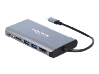 Delock - Ekstern videoadapter - USB-C 3.1 Gen 1 - HDMI, DisplayPort, RJ-45, USB 3.0 - grå - løsvekt