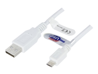 DELTACO USB-303W - USB-kabel - Micro-USB type B (hann) til USB (hann) - USB 2.0 - 3 m - hvit