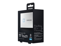 Samsung T7 Touch MU-PC500S - SSD - kryptert - 500 GB - ekstern (bærbar) - USB 3.2 Gen 2 (USB-C kontakt) - 256-bit AES - sølv
