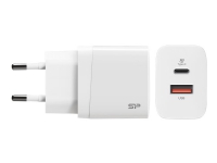 Silicon Power Boost Charger QM15 - Strømadapter - 18 watt - 3 A - QC 3.0 - 2 utgangskontakter (USB, USB-C) - hvit - Europa