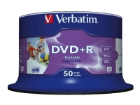 Verbatim - 50 x DVD+R - 4.7 GB 16x - skrivbar innerring, fotoskrivbar overflate - spindel