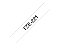 Brother TZe-221 - Standardklebemiddel - svart på hvitt - Rull (0,9 cm x 8 m) 1 cassette(s) laminert teip - for Brother PT-D210, D600, H110 P-Touch PT-1005, 1880, E800, H110 P-Touch Cube Plus PT-P710