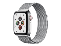 Apple Watch Series 5 (GPS + Cellular) - 40 mm - rustfritt stål - smartklokke med fint strikket løkke - stålnett - sølv - håndleddstørrelse: 130-180 mm - 32 GB - Wi-Fi, Bluetooth - 4G - 40.6 g