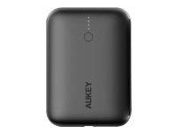 Aukey Basix Mini PB-N83 - Strømbank - 10000 mAh - 20 watt - PD, QC 3.0 - 2 utgangskontakter (USB, USB-C) - på kabel: USB, USB-C