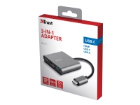 Trust Dalyx 3-in-1 Multiport USB-C Adapter - Dokkingstasjon - USB-C 3.2 Gen 1 - HDMI