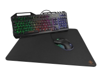 DELTACO GAMING GAM-113 - Sett med tastatur, mus og musepute - bakgrunnsbelyst - USB - QWERTY - Pan Nordic - svart