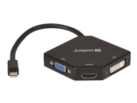 Sandberg Adapter MiniDP>HDMI+DVI+VGA - Videokonverter - DVI, HDMI, VGA