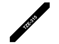 Brother TZe-315 - Standardklebemiddel - hvitt på svart - Rull (0,6 cm x 8 m) 1 cassette(s) laminert teip - for Brother PT-D210, D600, H110 P-Touch PT-1005, 1880, E800, H110 P-Touch Cube Plus PT-P710